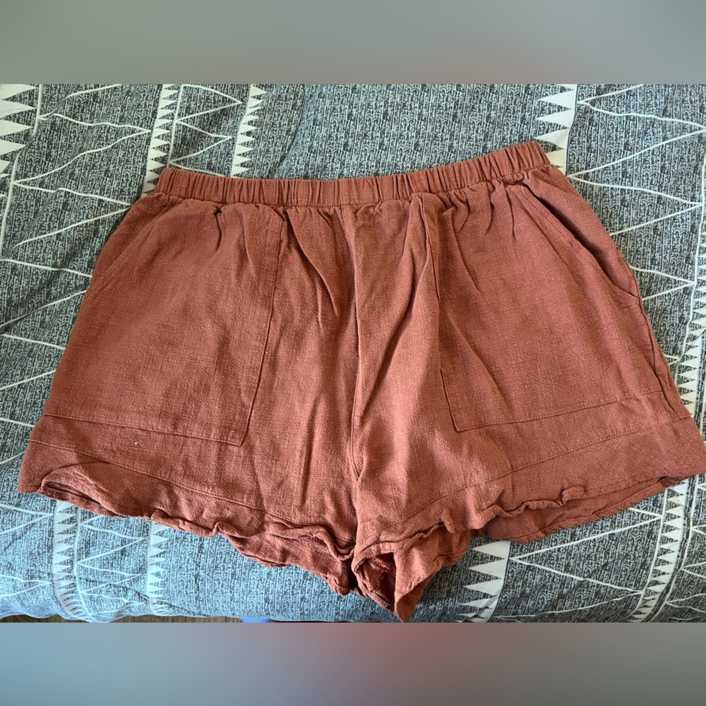 Rust Linen Shorts